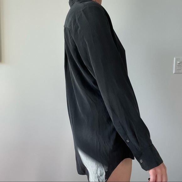 Everlane Black Silk Button Front Collared Shirt Long Sleeve - Picture 5 of 6